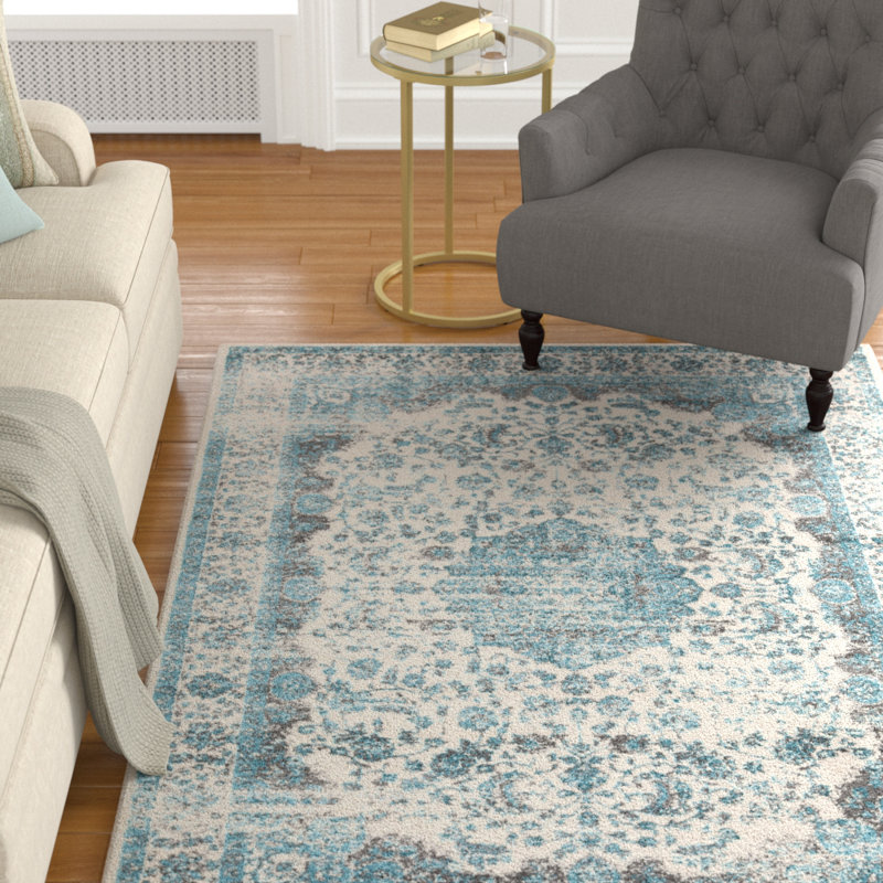 Astoria Grand Barlett Medium Gray/Teal Area Rug & Reviews Wayfair